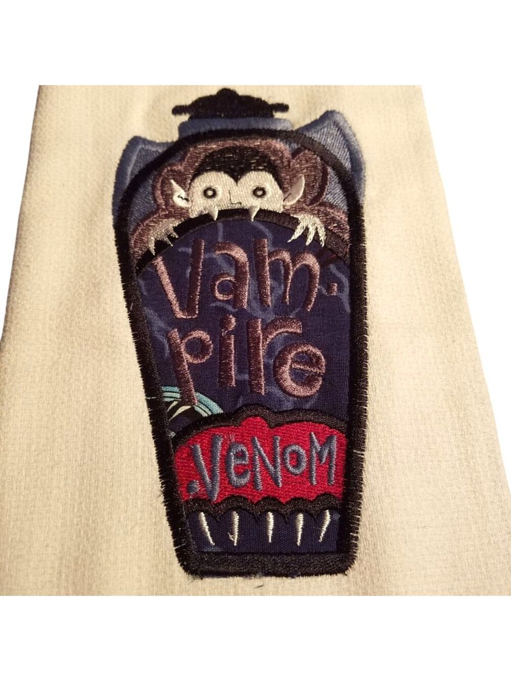 Kitchen Towels  Embroidered set of 2 White Vampire Venom 16" x 21"